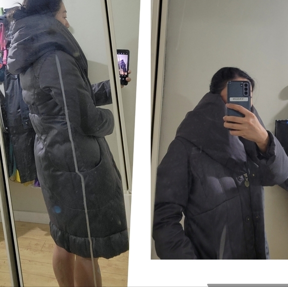 ELIE Tahari down puffer funnel neck coat parka jacket gray XS small - Picture 16 of 16